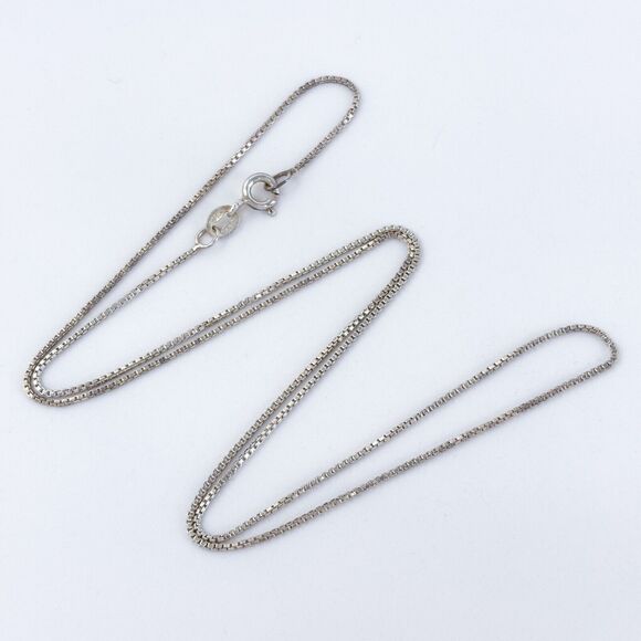 Vintage BSI Sterling Silver 925 0.9mm Box Chain Necklace 18" - Picture 1 of 3